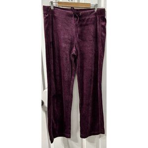 Eddie Bauer Women Purple Plum Burgundy Velour Pants Size Large Y2K Paris Hilton